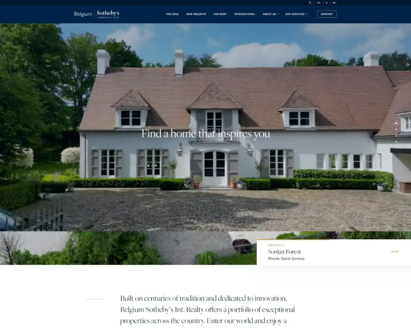 Site internet de l'agence immobilière Sotheby's
