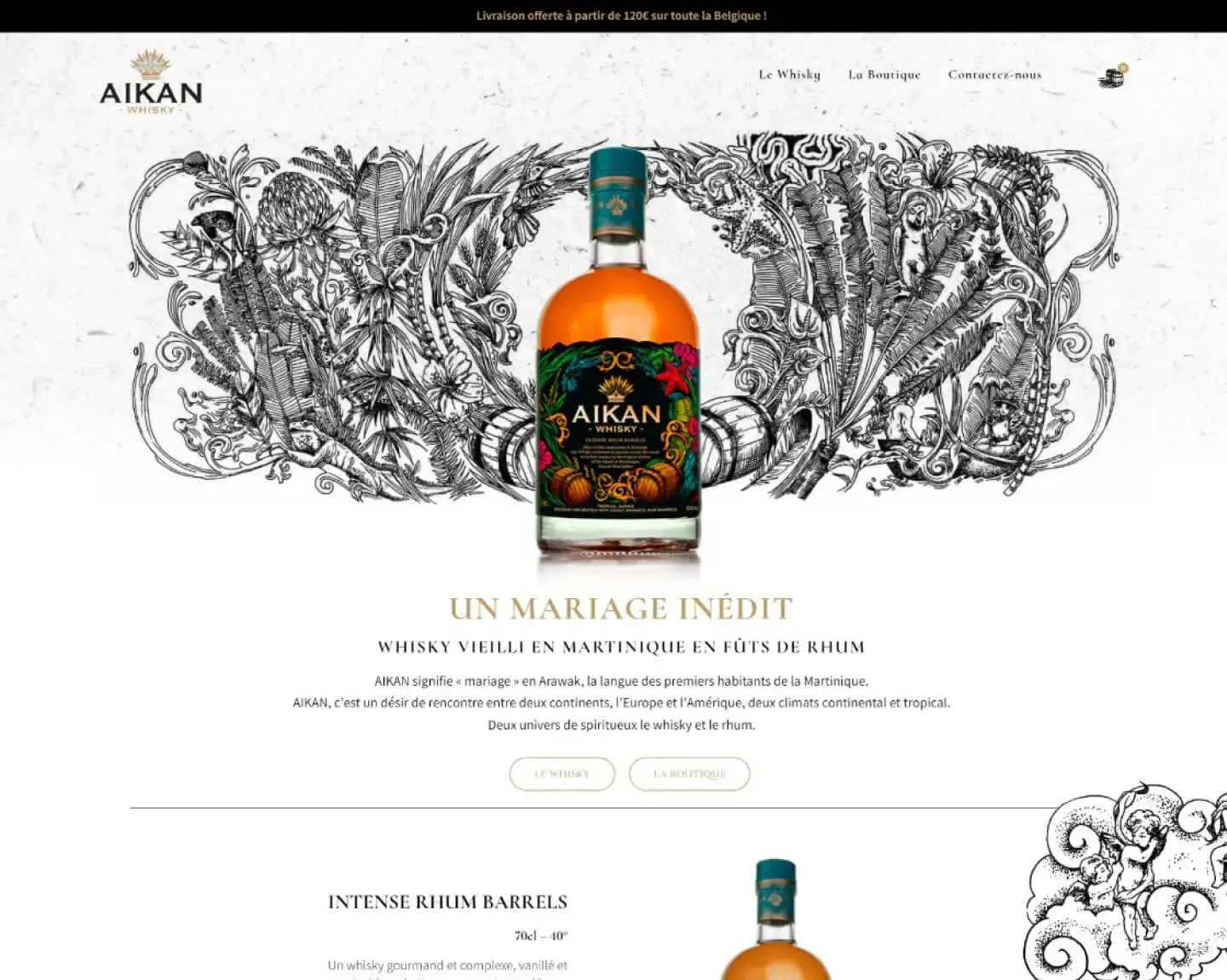 Site internet d'une boutique en ligne de whisky Aikan